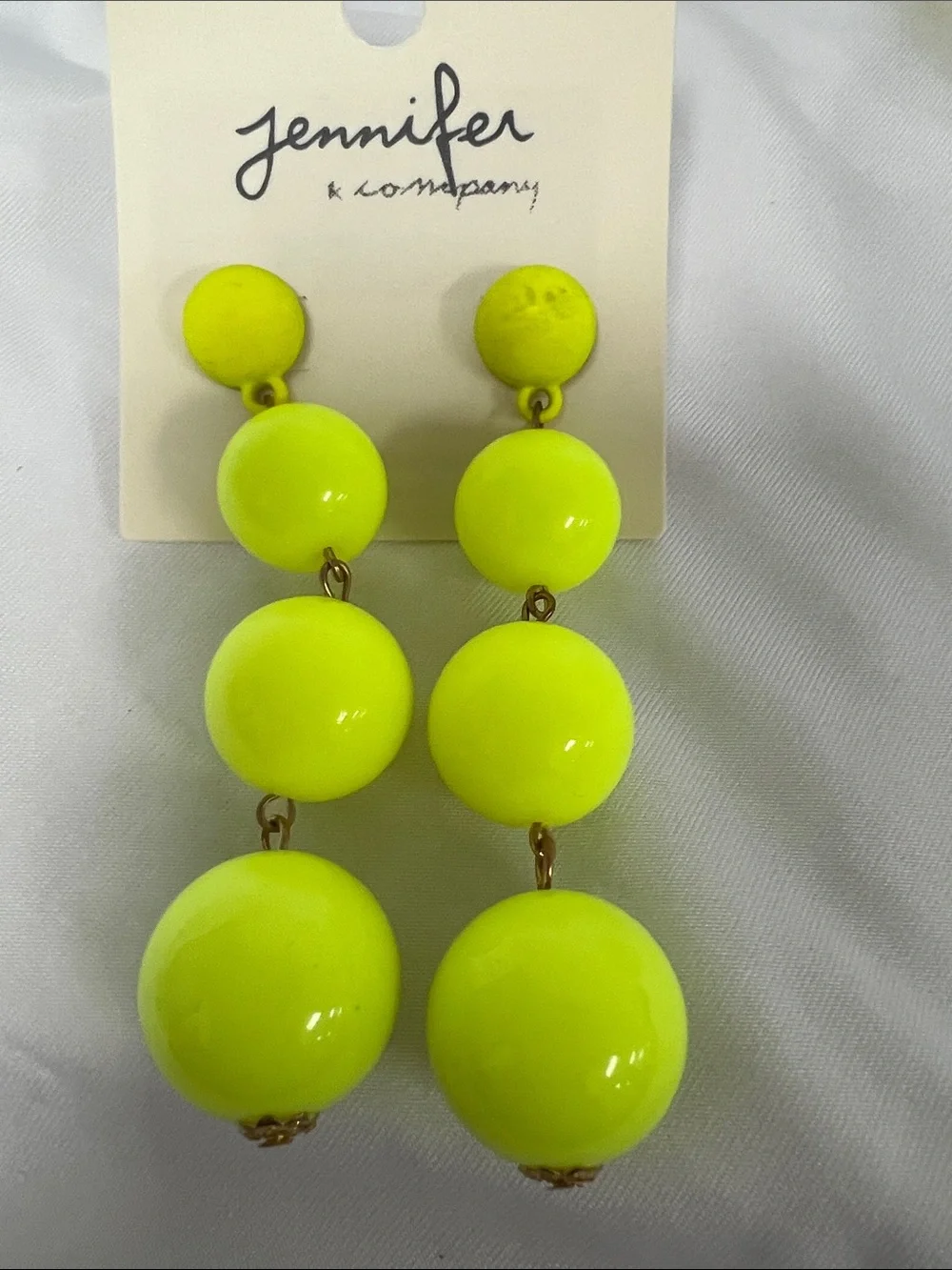 Jennifer Lopez Neon Lime Triple Drop Earrings - Picture 3 of 3